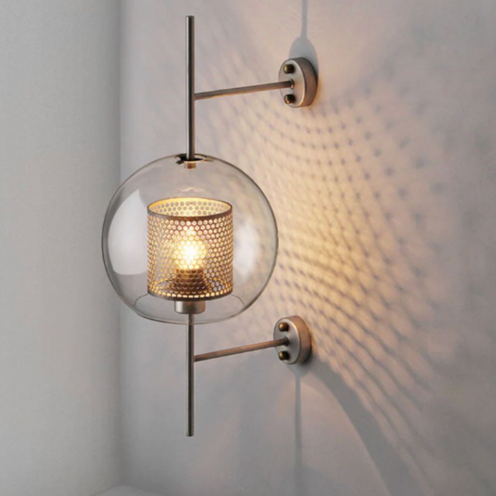 Applique murale cuisine design LED en métal avec abat-jour en verre