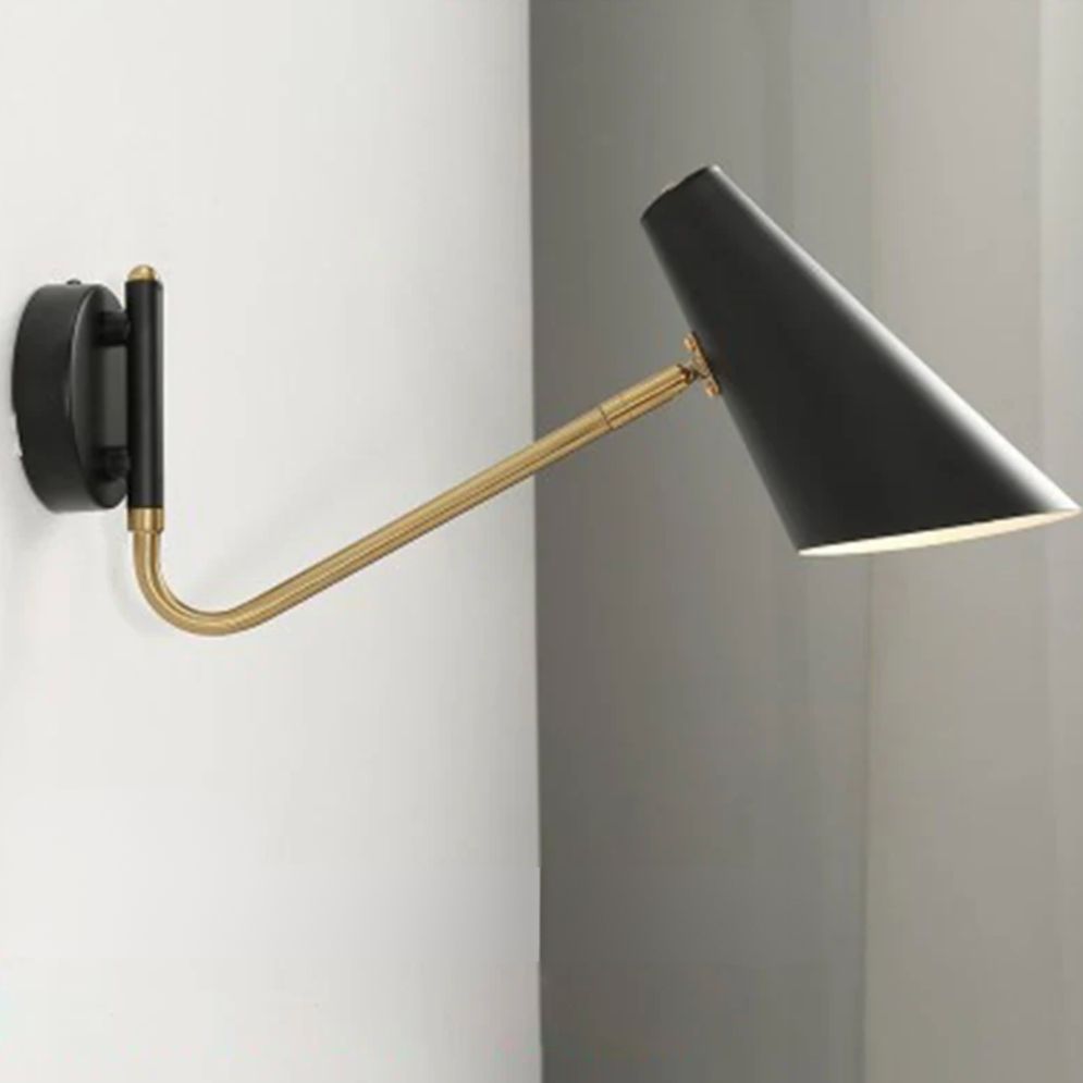 Applique murale industrielle LED réglable élégante métallique noire