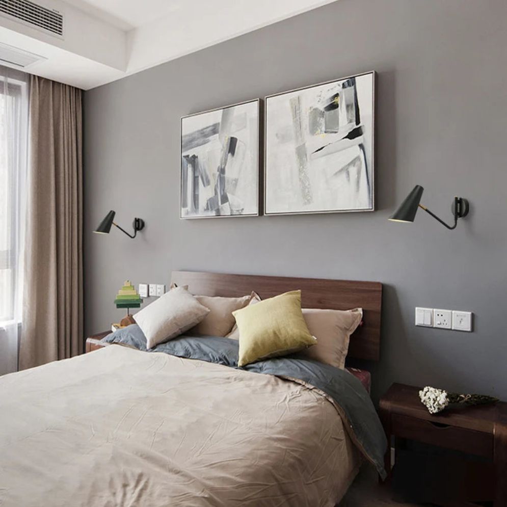 Applique murale industrielle LED réglable élégante métallique noire