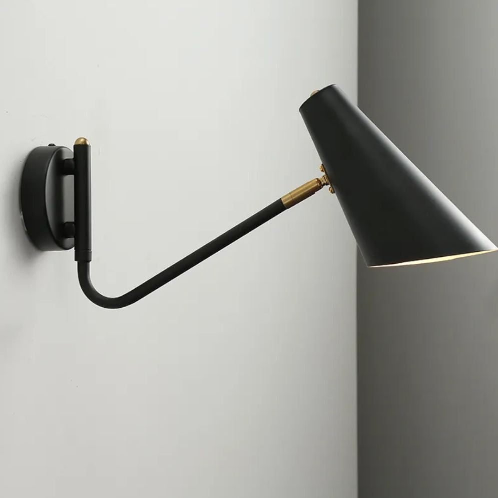 Applique murale industrielle LED réglable élégante métallique noire