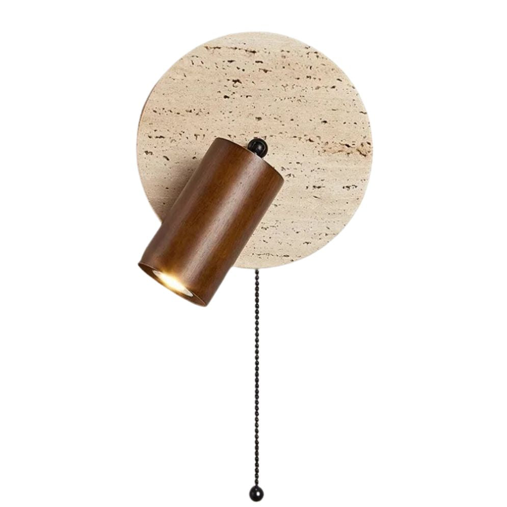 Applique murale bois design LED en marbre arrondi style Shining