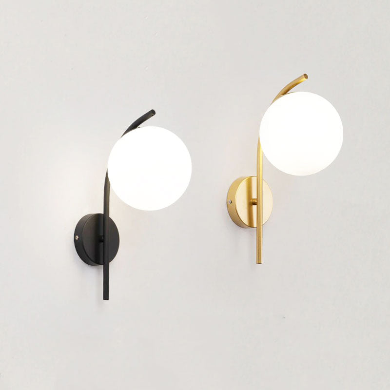 Applique murale en verre LED minimaliste en forme de lune dorée pour tête de lit