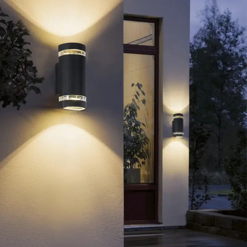 Applique murale extérieure pour terrasse LED cylindrique en acier brossé