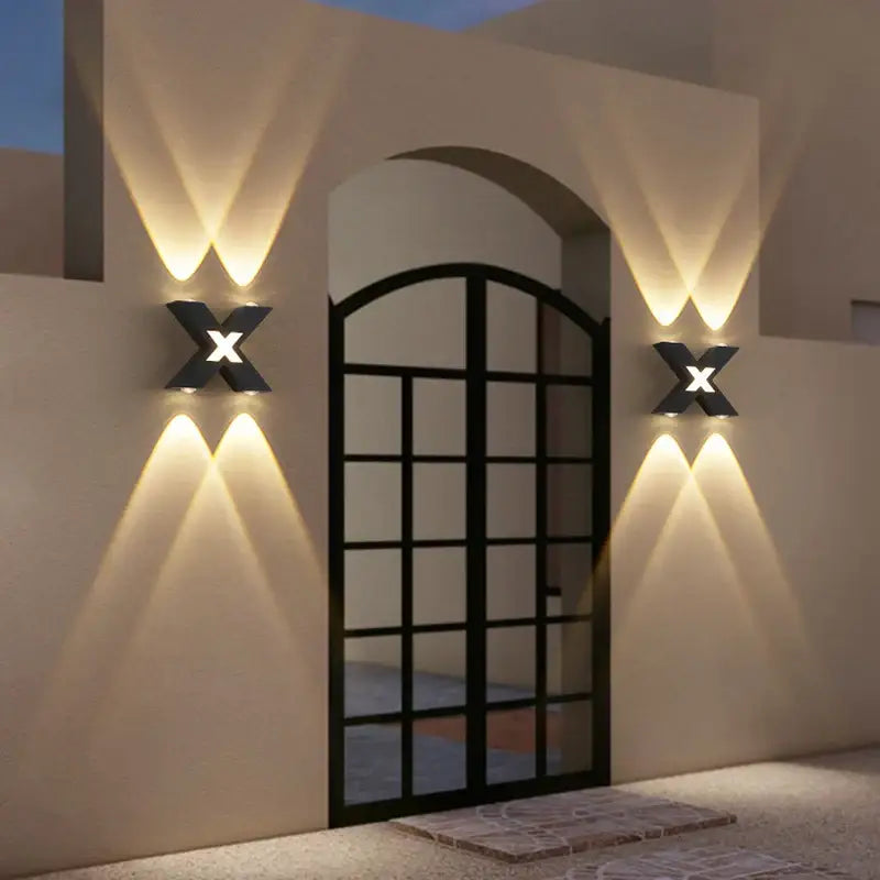 Applique murale extérieur pour terrasse en forme de X, aluminium LED