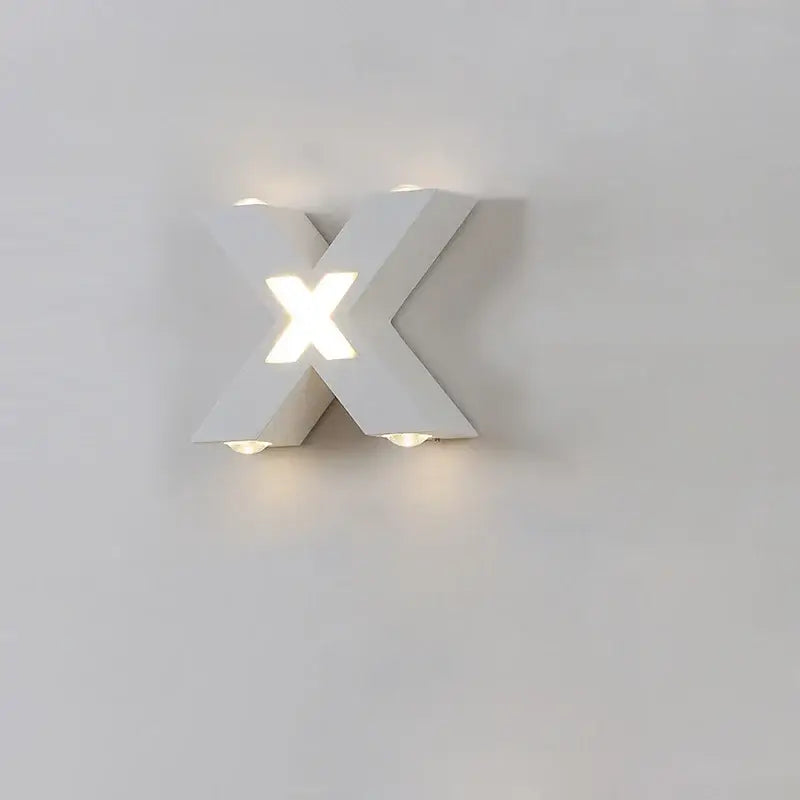 Applique murale extérieur pour terrasse en forme de X, aluminium LED