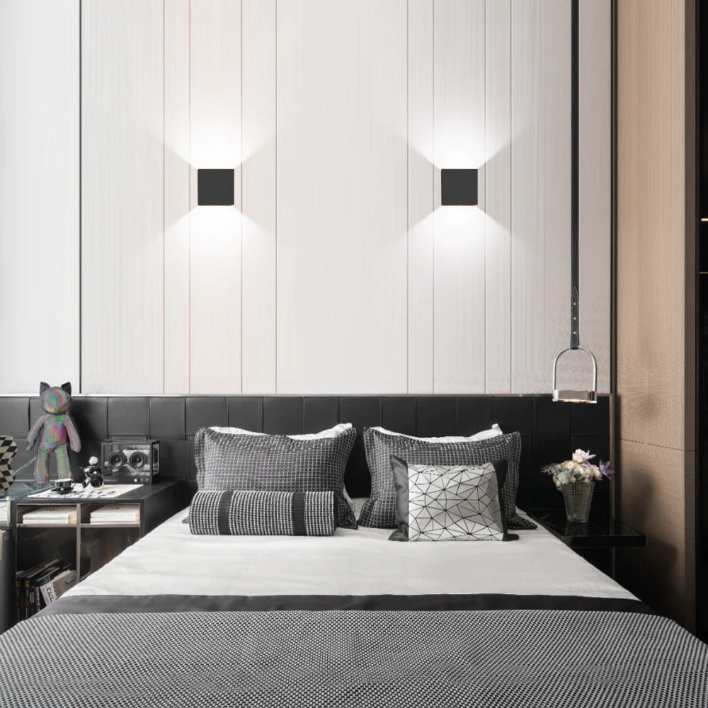 Applique murale escalier LED extérieur en forme de cube en aluminium