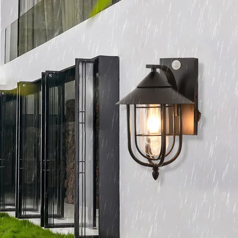 Luminaire Extérieur applique murale style lanterne étanche métal noir