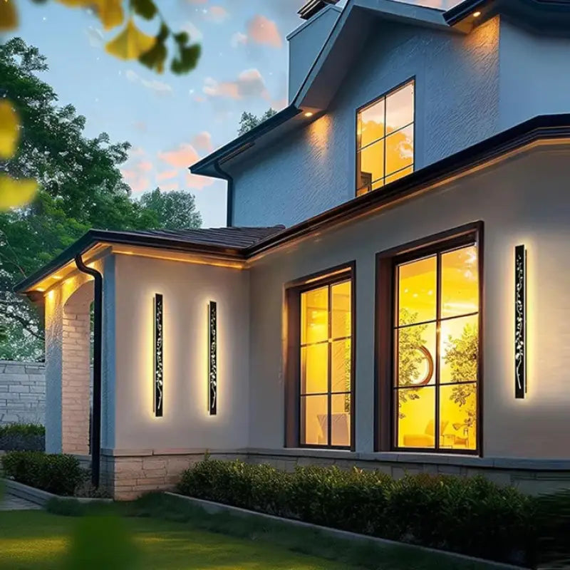 Applique murale extérieur pour terrasse en aluminium gravé à motif floral