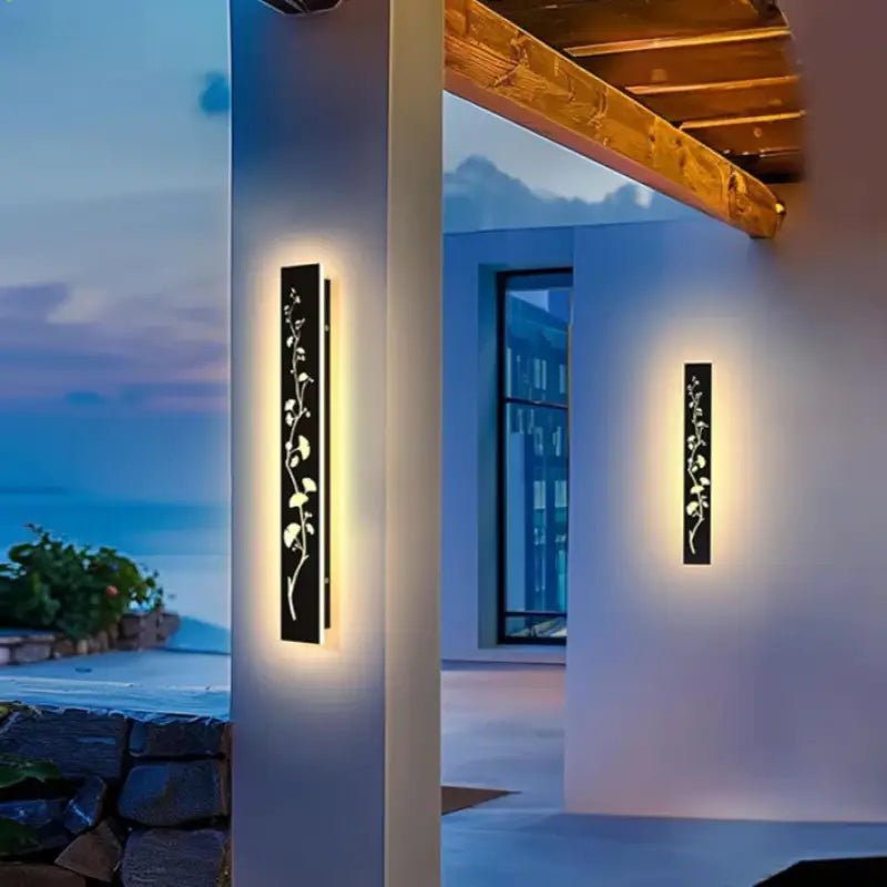 Applique murale extérieur pour terrasse en aluminium gravé à motif floral