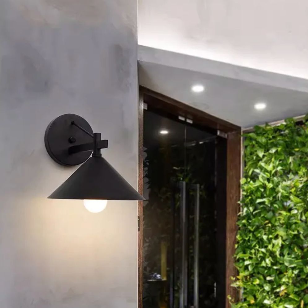 Applique murale industrielle extérieure vintage cuivre antique étanche conique