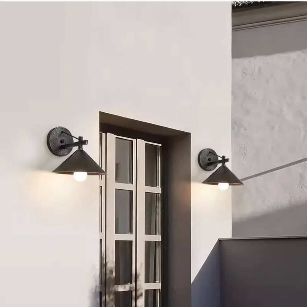 Applique murale industrielle extérieure vintage cuivre antique étanche conique