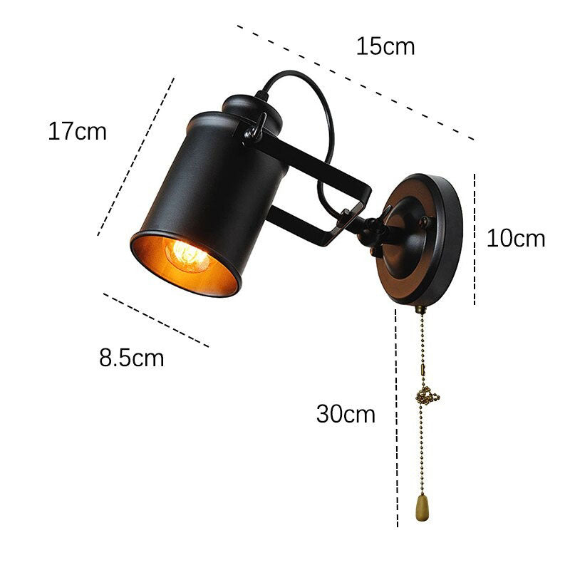 Applique murale cuisine style loft américain finition noire métal abat-jour rond éclairage tamisé ambiance réconfortante dimensions compactes