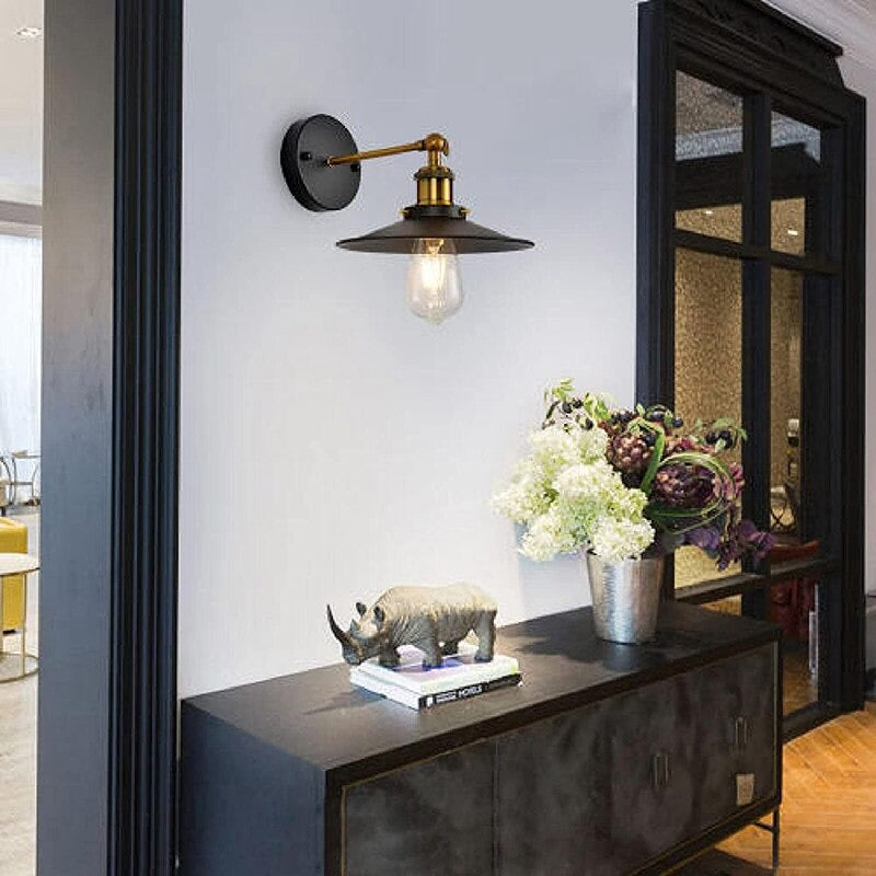 Applique murale cuisine style industriel abat-jour conique métallique rétro