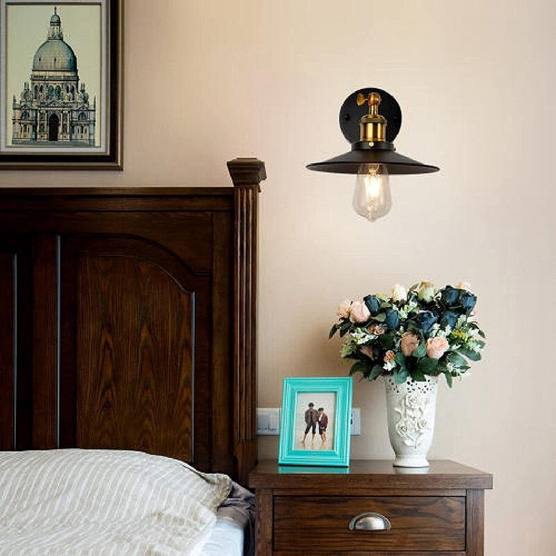 Applique murale cuisine style industriel abat-jour conique métallique rétro