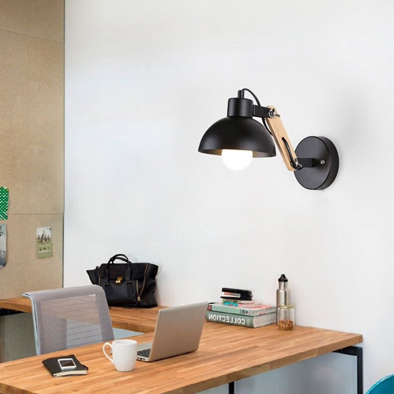 Applique murale cuisine design industriel rétro bois métal ajustable