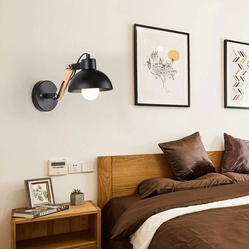 Applique murale cuisine design industriel rétro bois métal ajustable