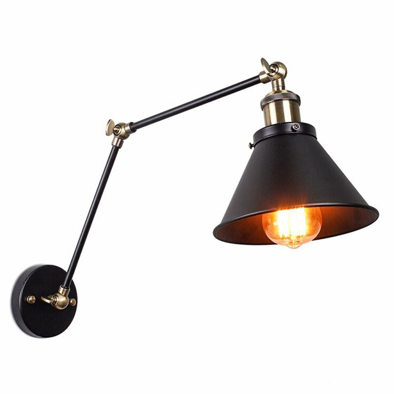 Applique murale industrielle style loft américain avec axes rotatifs et abat-jour métallique