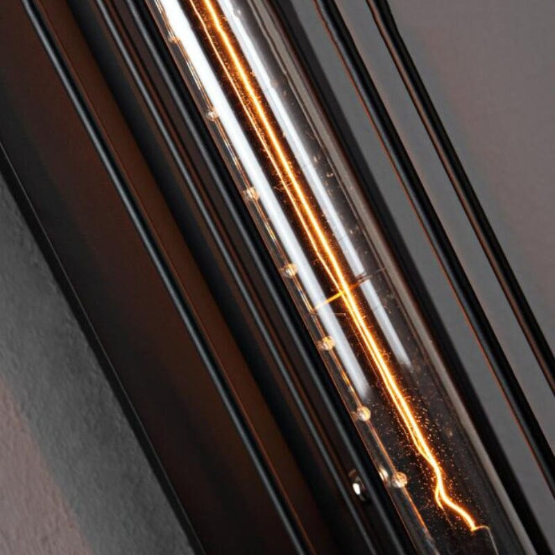 Applique murale industrielle tubulaire noire style rétro restaurant en fer pour ambiance tamisée