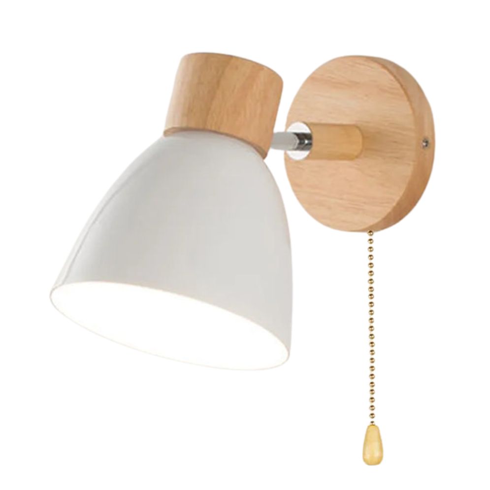 Applique murale bois abat-jour arrondi orientable métal coloré LED