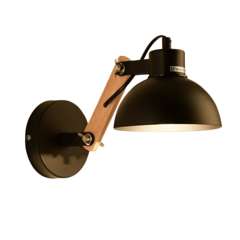 Applique murale bois avec abat-jour orientable en métal LED ajustable