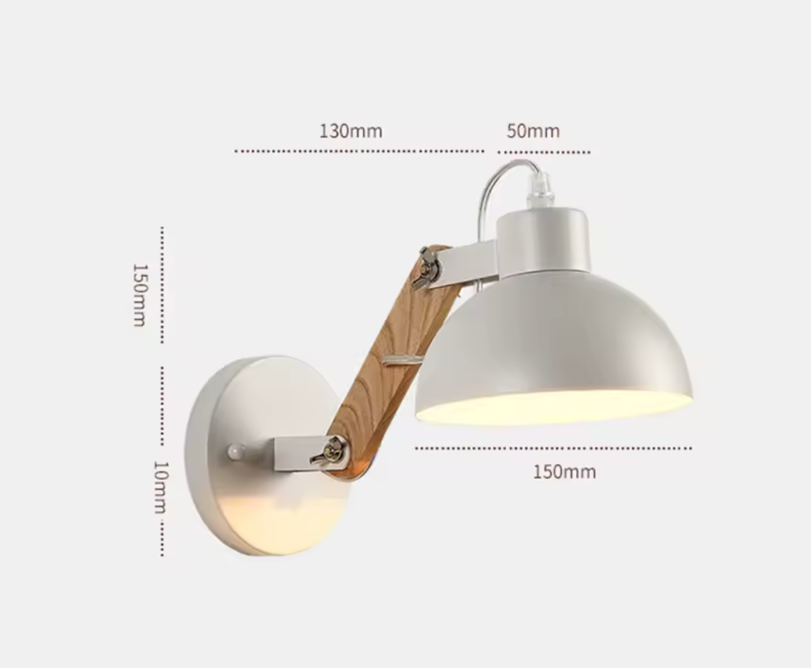 Applique murale bois avec abat-jour orientable en métal LED ajustable