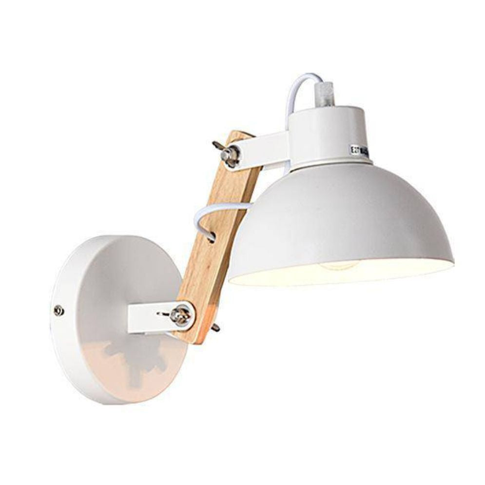 Applique murale bois avec abat-jour orientable en métal LED ajustable