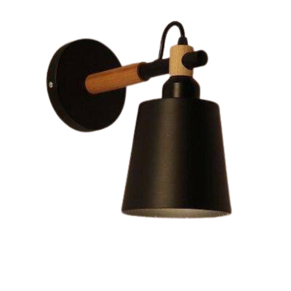 Applique murale bois LED suspendue avec abat-jour rétro ajustable en métal et bois