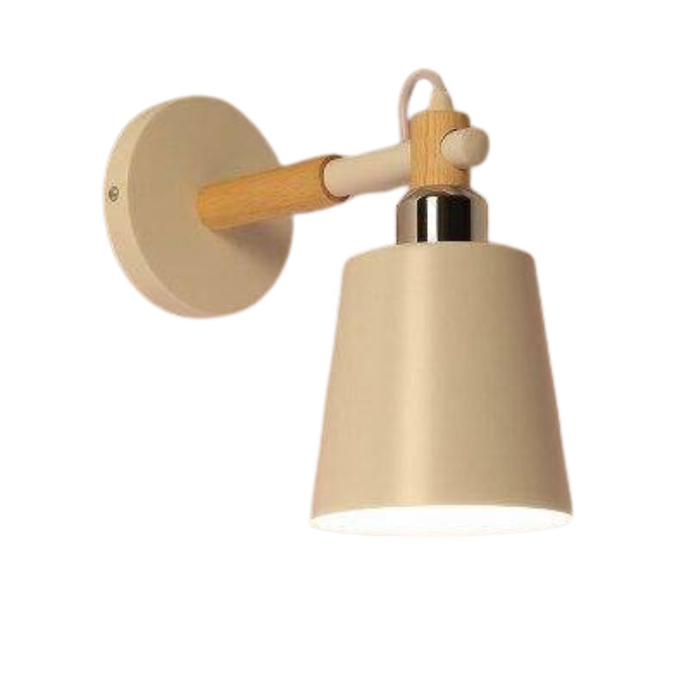 Applique murale bois LED suspendue avec abat-jour rétro ajustable en métal et bois