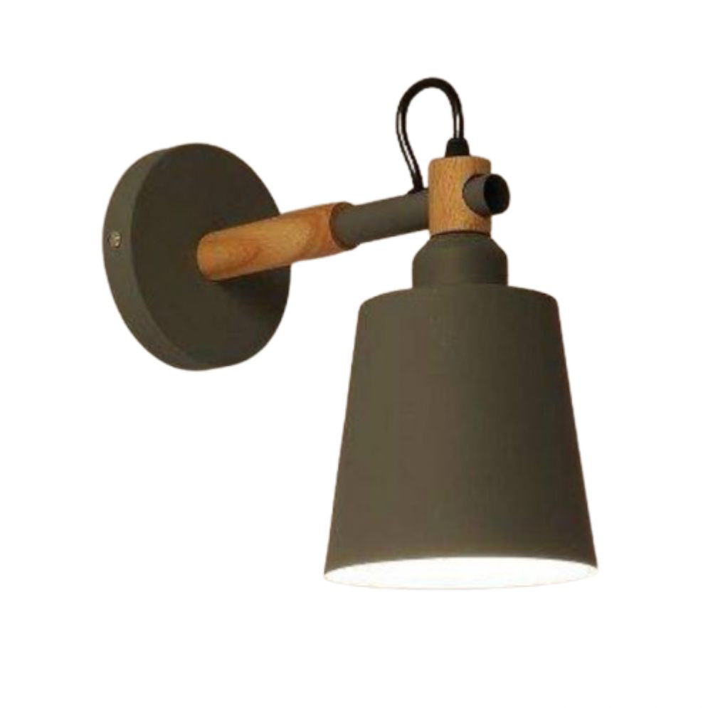 Applique murale bois LED suspendue avec abat-jour rétro ajustable en métal et bois