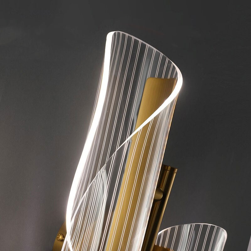 Applique murale cuisine LED dorée transparente moderne aluminium acrylique