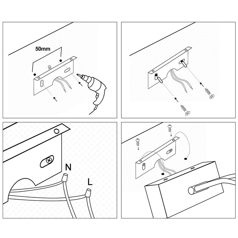 Applique murale salle de bain LED moderne aluminium noir