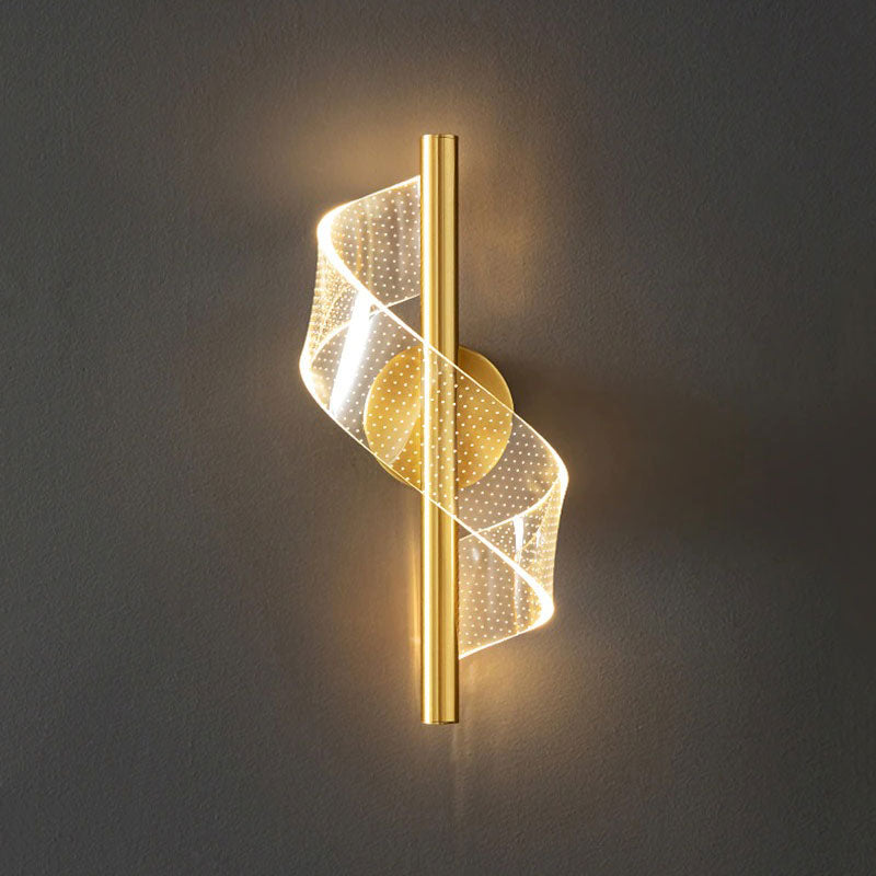 Applique murale design italien spirale moderne LED noire ou dorée