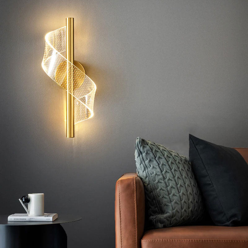 Applique murale design italien spirale moderne LED noire ou dorée