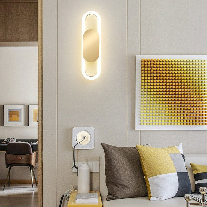 Applique murale design italien LED circulaire métal doré effet flottant adaptée bureau salon