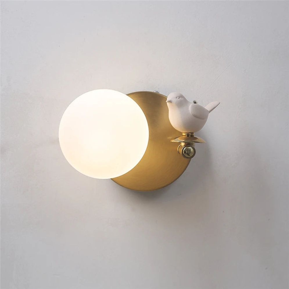 Applique murale en verre design oiseau moderne métal satiné