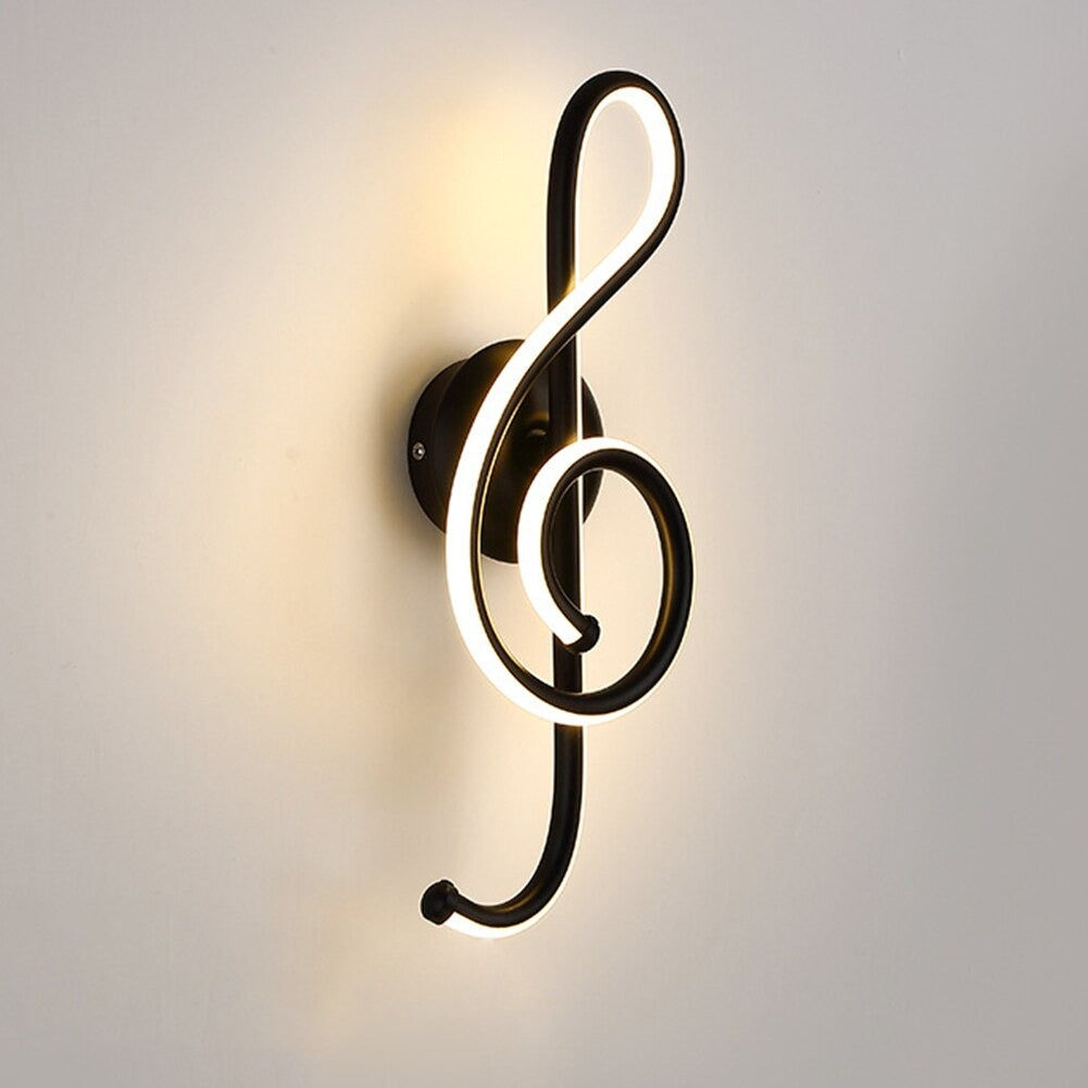Applique murale cuisine LED note de musique design moderne noir et blanc