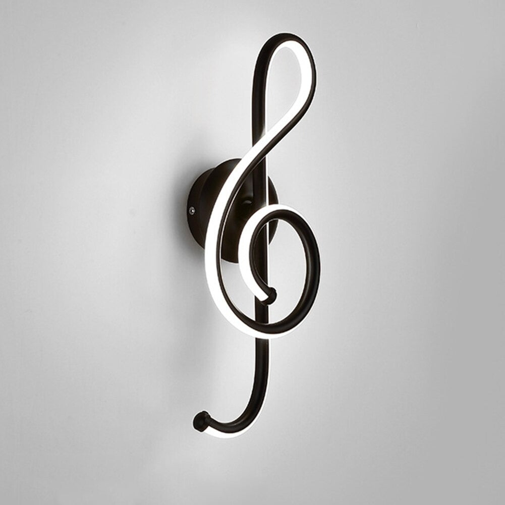 Applique murale cuisine LED note de musique design moderne noir et blanc