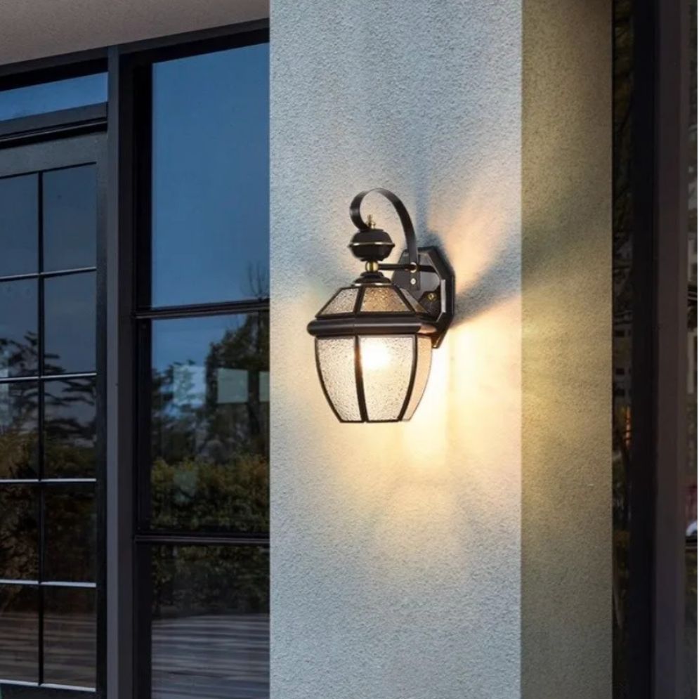 Applique murale en verre design rétro cuivre émaillé pour intérieur/extérieur