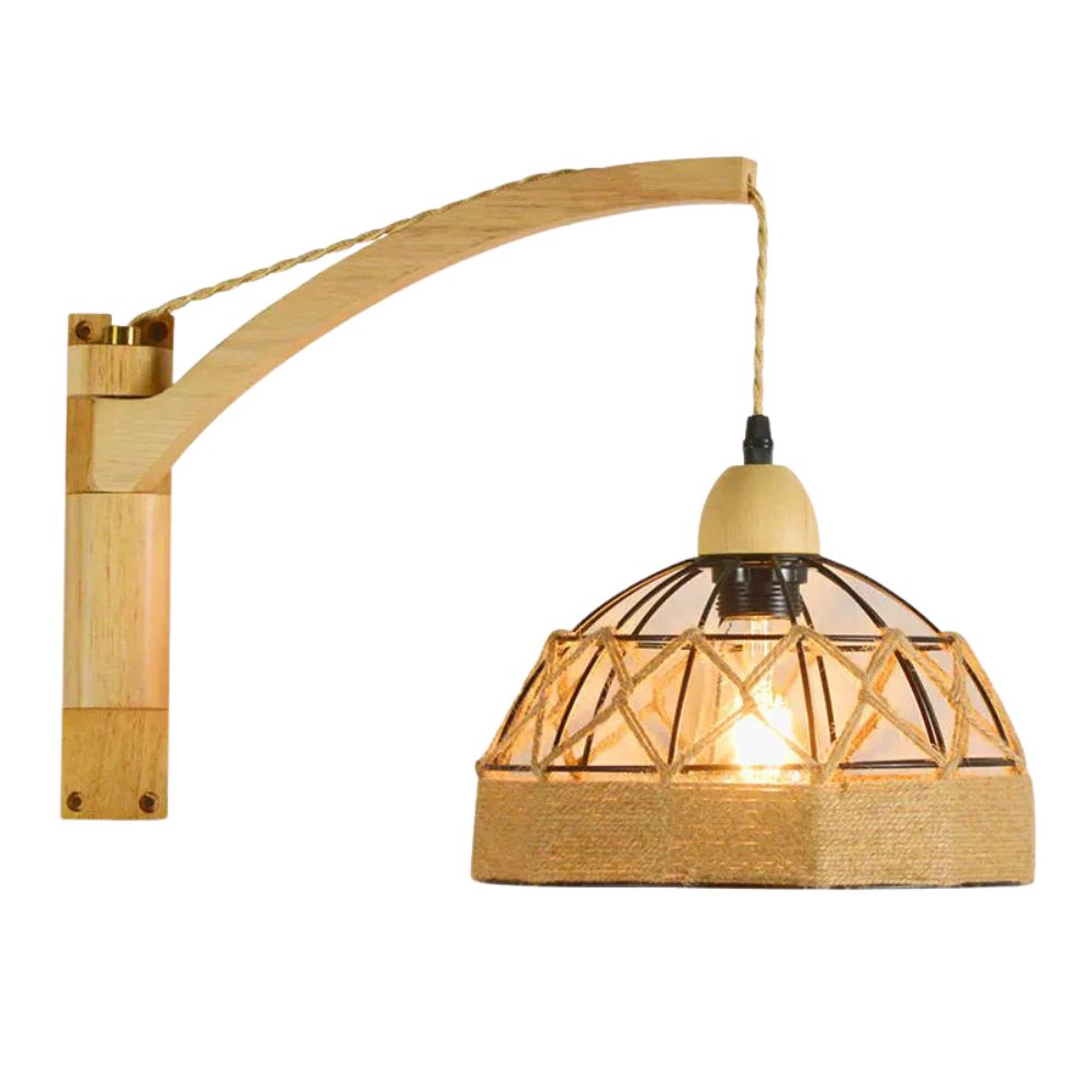 Applique murale en verre rétro osier tricoté main pour extérieur et intérieur