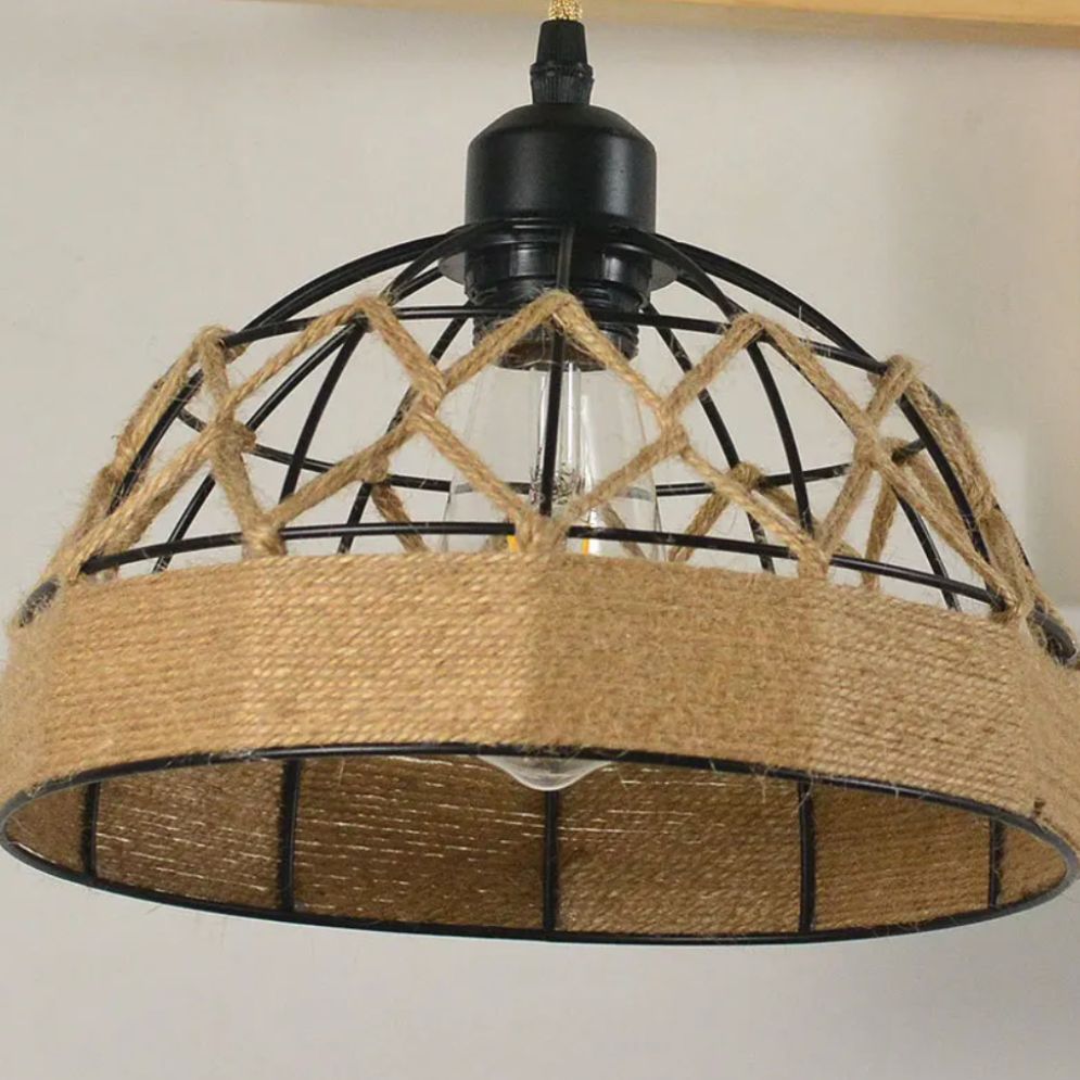 Applique murale bois tricotée à la main en osier pour intérieur et extérieur