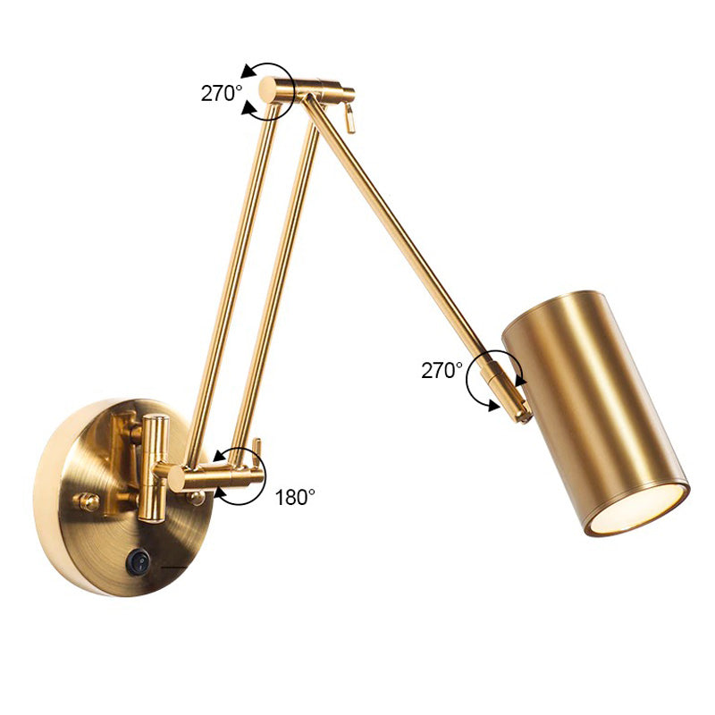 Applique Murale Industrielle Dorée Pivotante Design Rétro