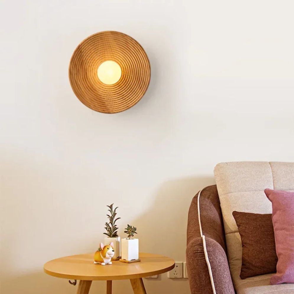 Applique murale bois scandinave ovale LED design naturel