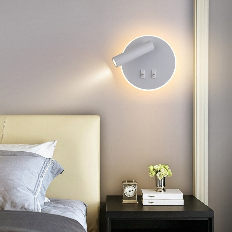 Applique murale ronde LED tête de lit noire en forme circulaire et carrée