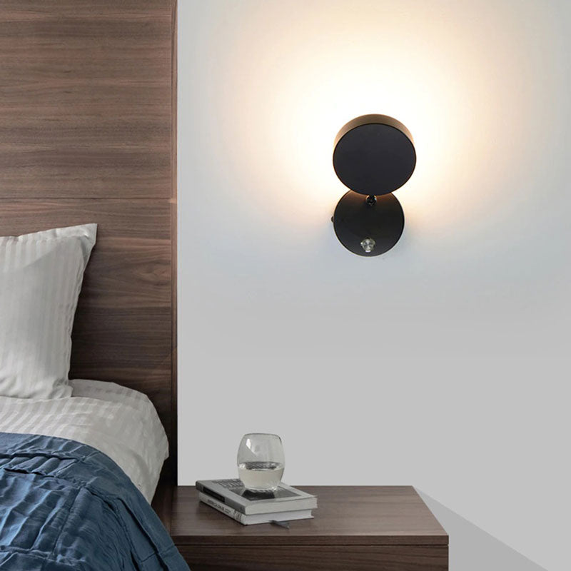 Applique Murale Ronde LED Minimaliste Tête de Lit Orientable Blanc