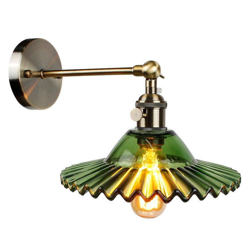 Applique murale cuisine vintage abat-jour verre crêpé style rétro ambiance chic