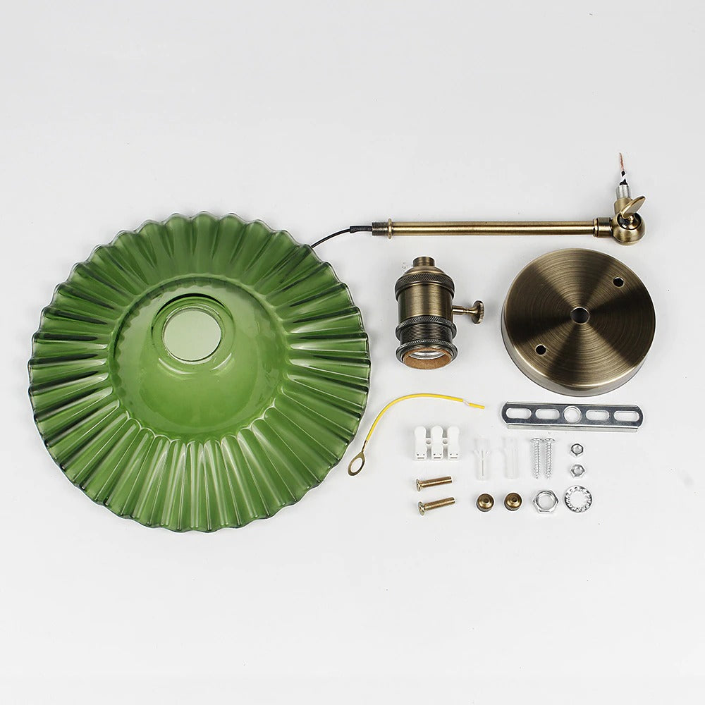 Applique murale cuisine vintage abat-jour verre crêpé style rétro ambiance chic