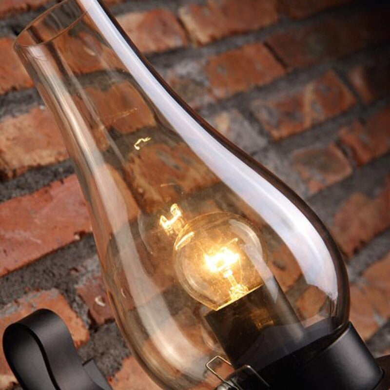 Applique murale escalier vintage, abat-jour en verre, style industriel, rétro