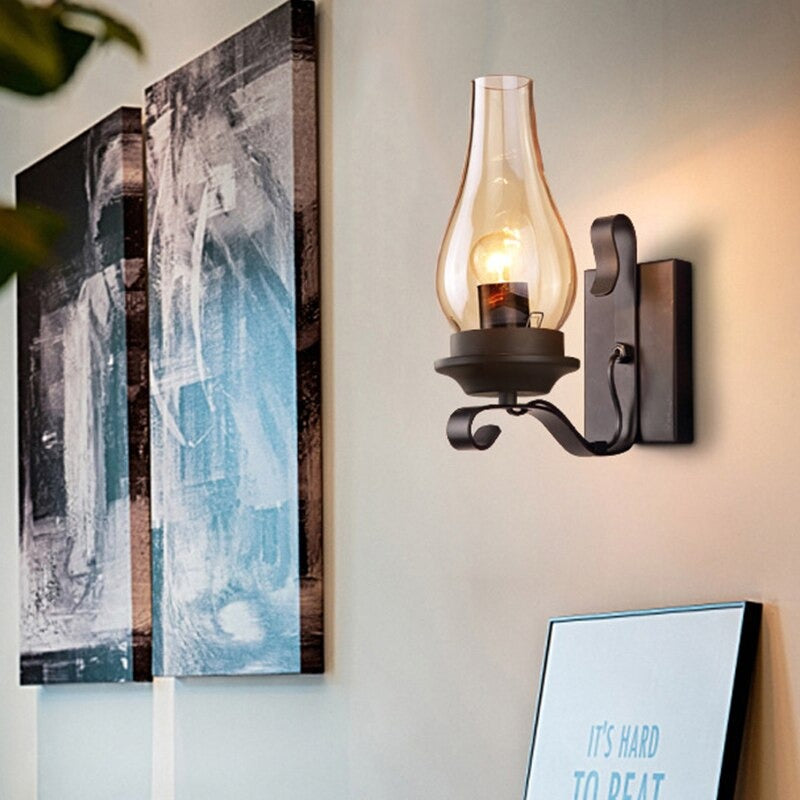 Applique murale en verre style vintage loft américain, abat-jour chic rétro