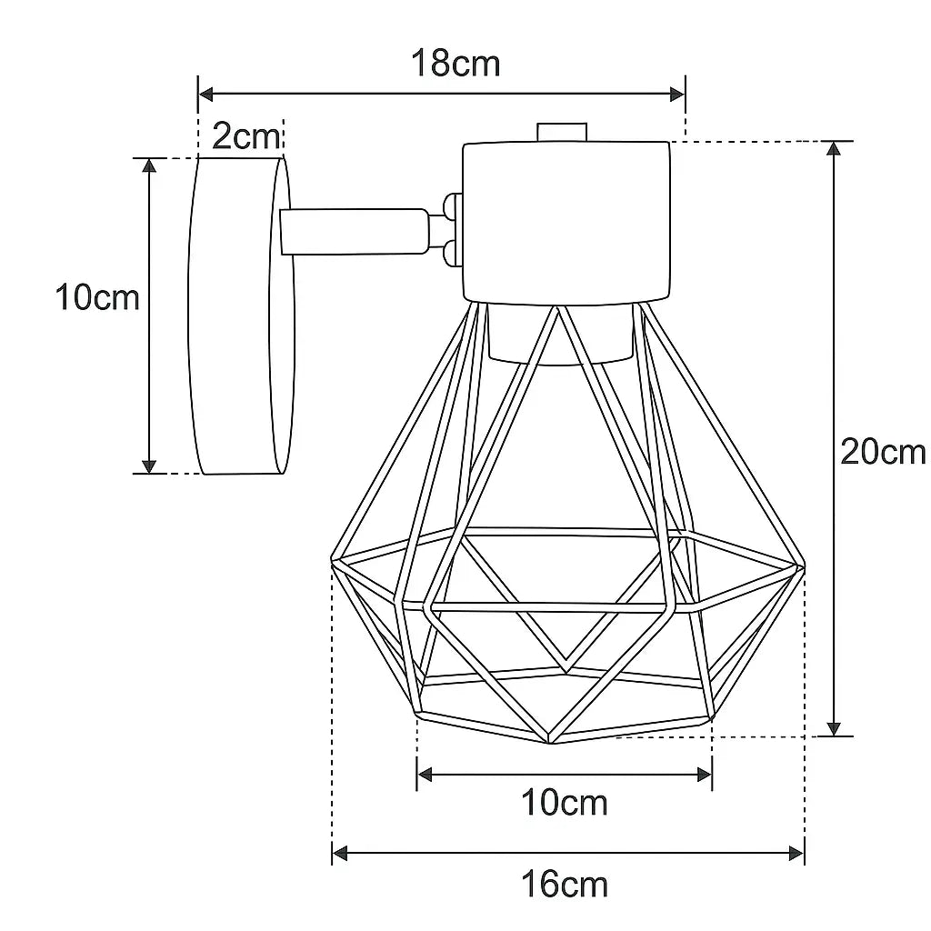 Applique murale bois design industriel métal géométrique ajustable