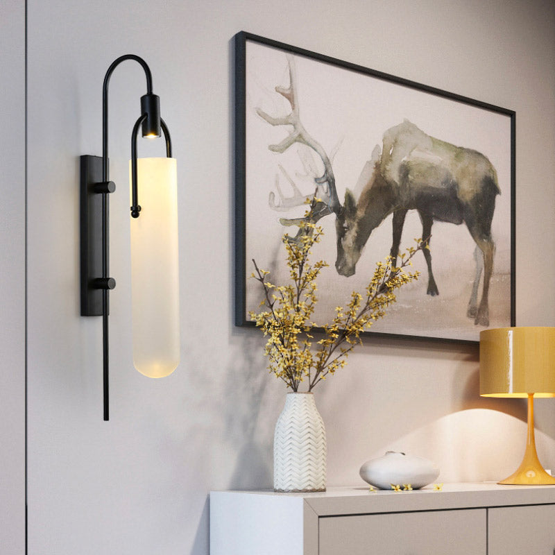 Applique murale en verre Estane LED moderne métal noir chic
